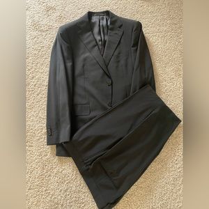 Black suit with notch lapel